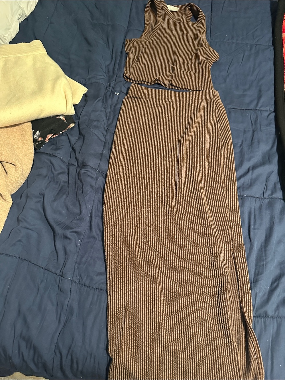 Ribbed Brown Maxi Skirt - Sleek Women’s Skirt